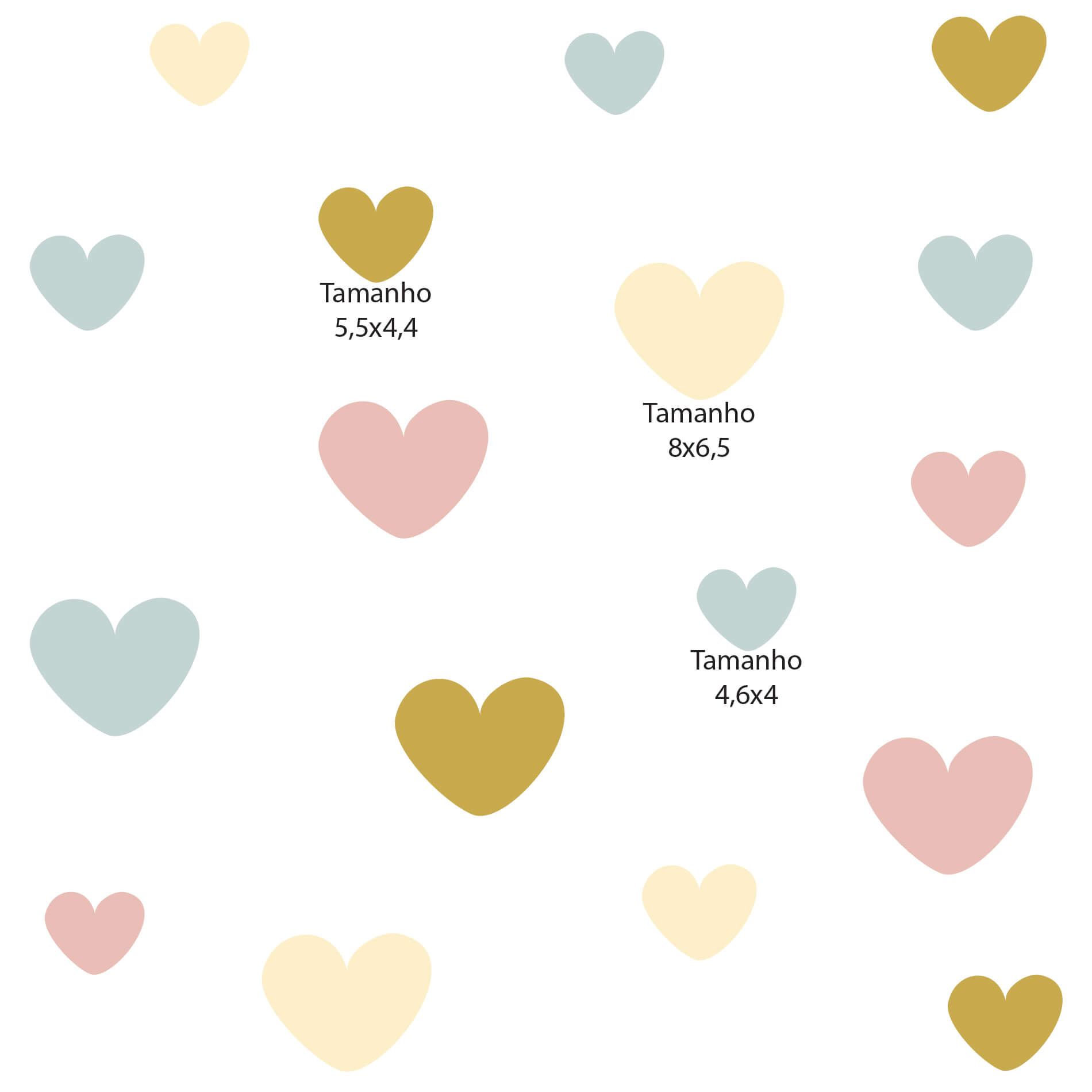 Adesivo de Parede Corações Tons Vintage Quarto de Menina - Imagem 2
