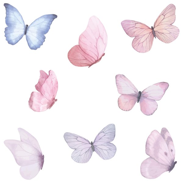 Adesivo de Parede Borboletas Aquarela Quarto Menina Infantil - Imagem 2