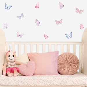 Adesivo de Parede Borboletas Aquarela Quarto Menina Infantil
