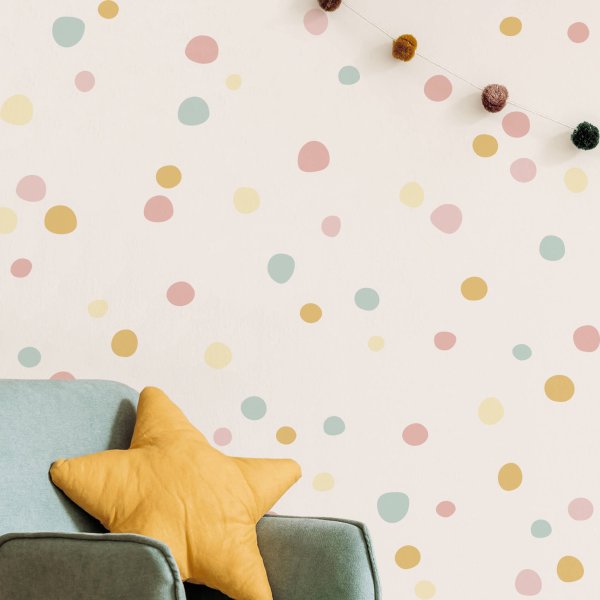 Adesivo De Parede Bolinhas Irregulares tons Vintage 2m²