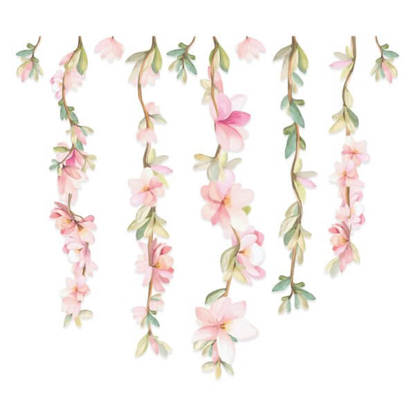 Adesivo de Parede Floral Flores Suspensas Rosas - Imagem 3