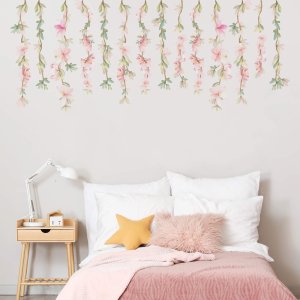 Adesivo de Parede Floral Flores Suspensas Rosas