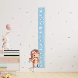 Adesivo de Parede Infantil Fundo do Mar Régua Sereia Menina