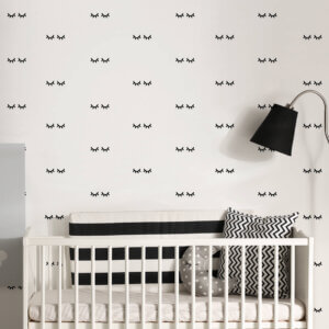 Adesivo de Parede Infantil Cílios Preto 74un