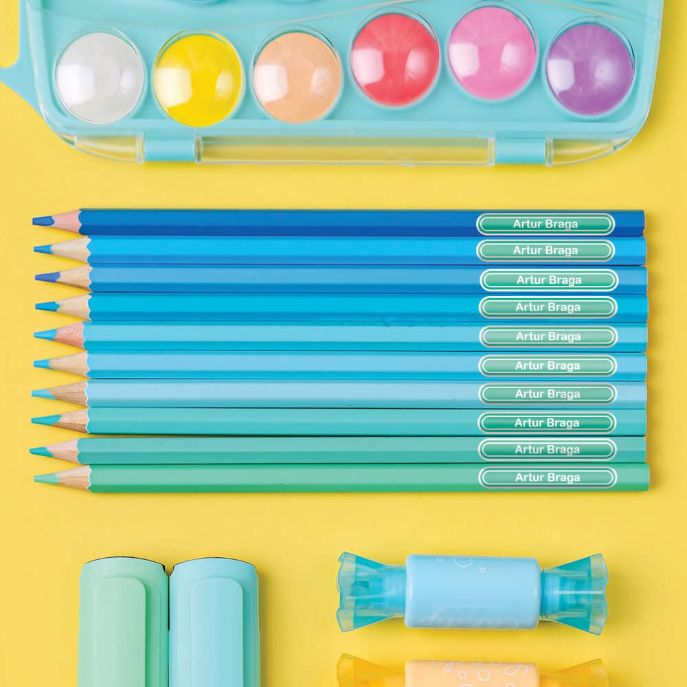 Etiqueta Escolar Personalizada de Lápis Verde 100 Unidades
