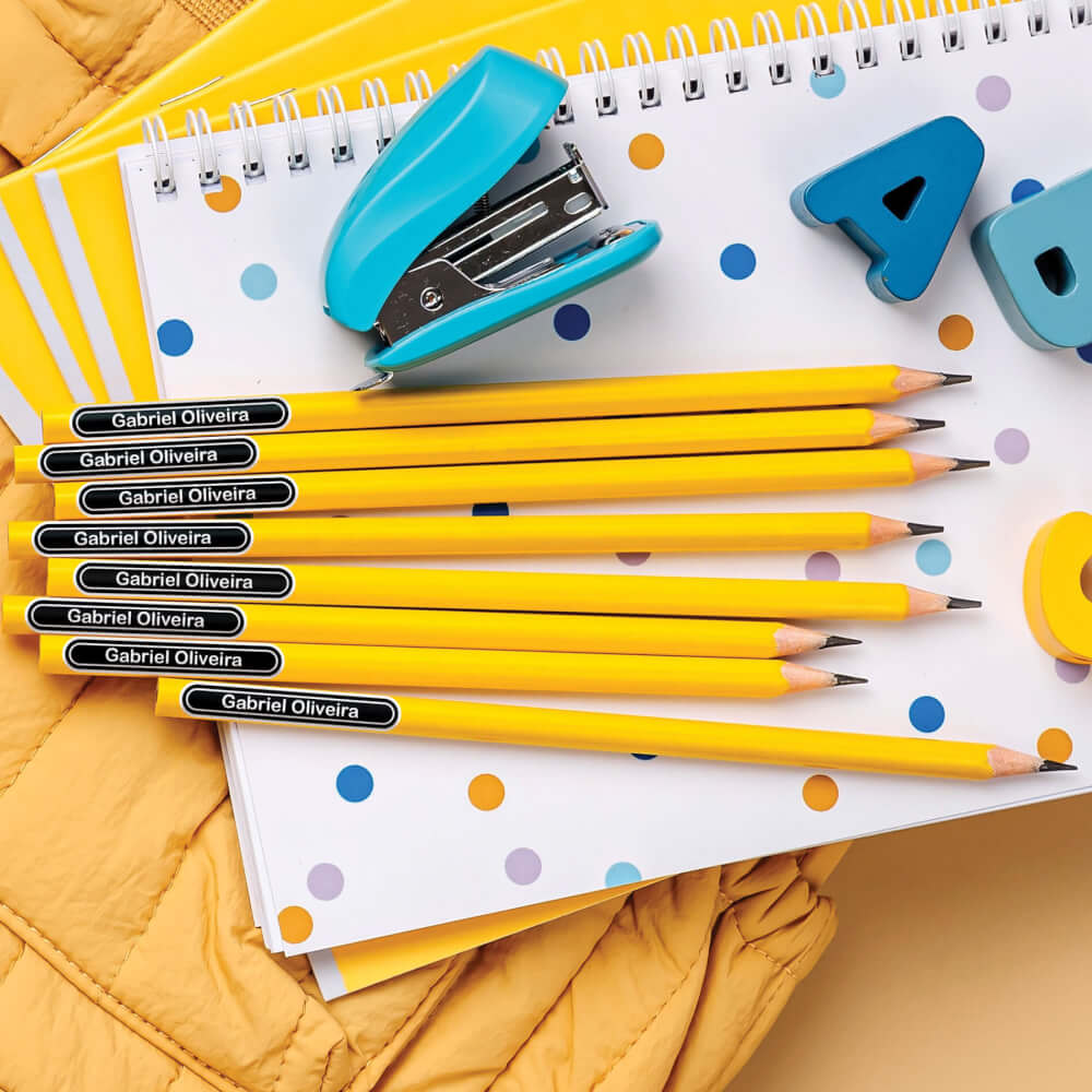Etiqueta Escolar Personalizada de Lápis Preto 100 Unidades