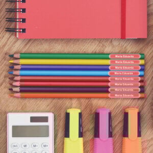 Etiqueta Escolar Personalizada de Lápis Vermelho 100 Unidades