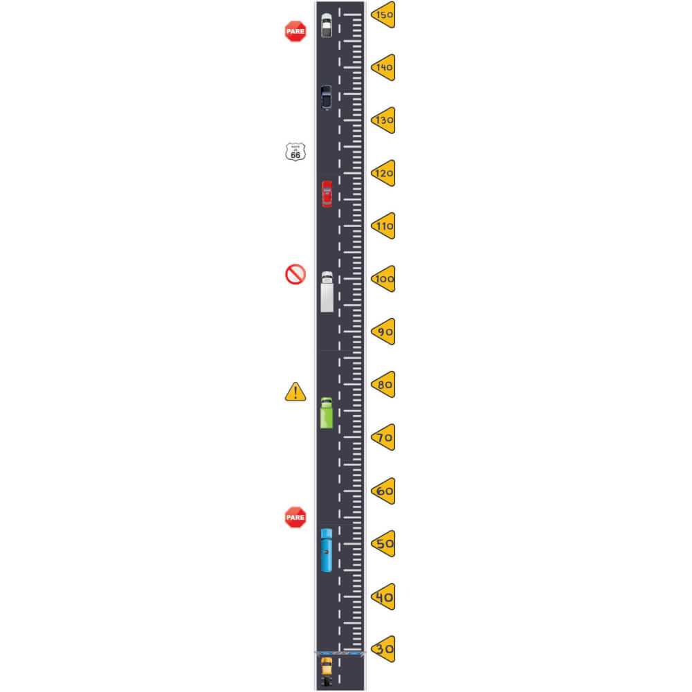Adesivo de Parede Infantil Régua de Crescimento Ruas e Carros - Imagem 2