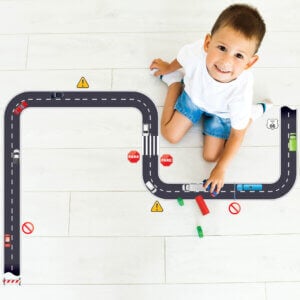 Adesivo Infantil Carrinhos e Ruas Pistas para Brincar Piso Quarto Chão Laminado