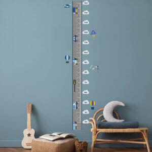 Adesivo de Parede Infantil Régua de Crescimento Carrinhos, Aviões e Balões