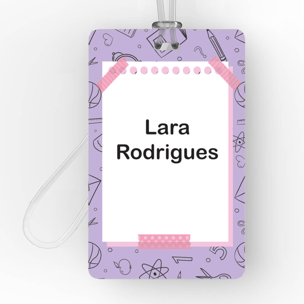 Etiqueta Escolar Personalizada com Matérias Rosa Kit Tag - Imagem 2