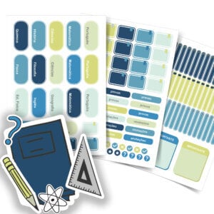 Etiqueta Escolar Azul Personalizada Nome Matérias Kit Jumbo