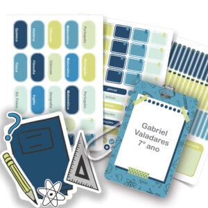 Etiqueta Escolar Kit Azul Menino Personalizadas Matérias Tag
