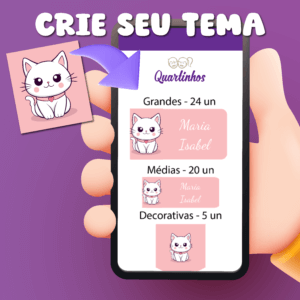 Etiqueta Escolar Personalizada Crie seu Tema com 2 Tags para Mochila