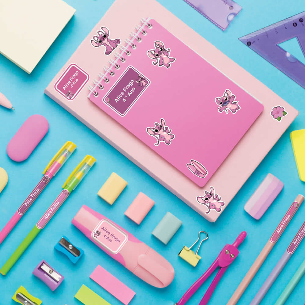 Etiqueta Escolar Rosa Personalizada Menina Angel Kit Jumbo - Imagem 3