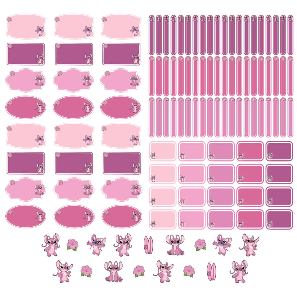 Etiqueta Escolar Rosa Personalizada Menina Angel Kit Jumbo - Imagem 2