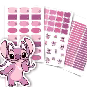 Etiqueta Escolar Rosa Personalizada Menina Angel Kit Jumbo