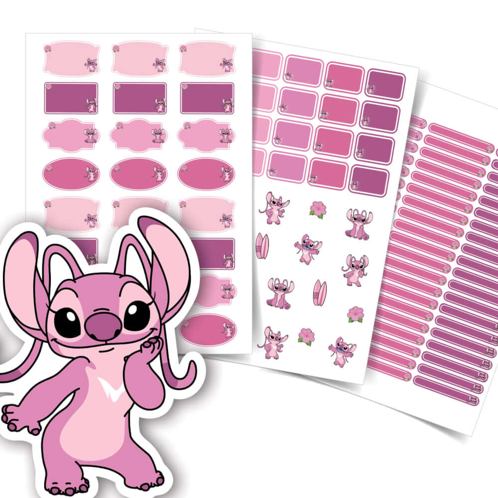 Etiqueta Escolar Rosa Personalizada Menina Angel Kit Jumbo
