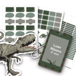 Etiqueta Escolar Personalizada Dinossauros Tag Mochila