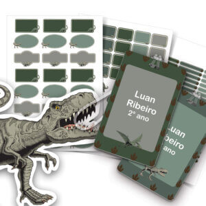 Etiqueta Escolar Personalizada Dinossauros 2 Tags Mochila
