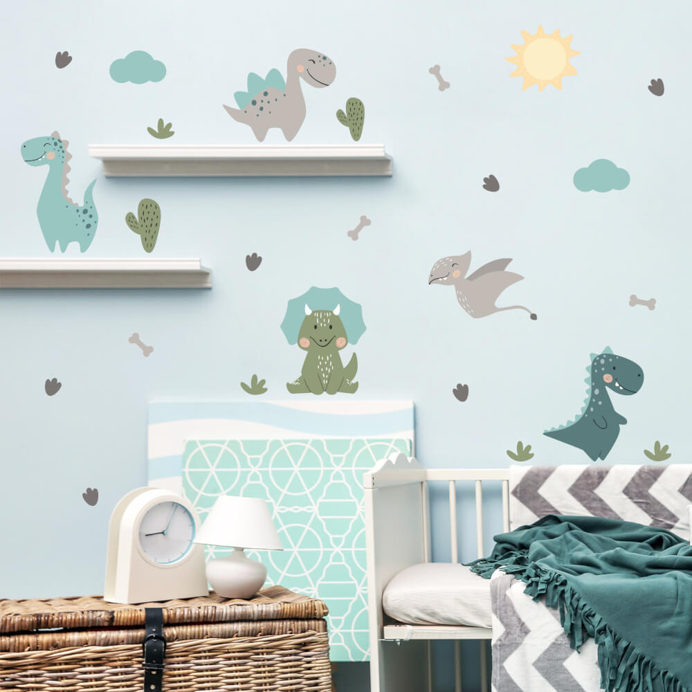 Adesivo de Parede Dinossauros Jurassic Baby Cobre 1m² - Imagem 3