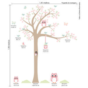 Adesivo de Parede Infantil Árvore Coruja Baby 1,85m Direita