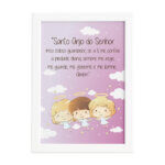 Quadro Infantil Oração Anjo da Guarda Moldura Branca 33x43cm