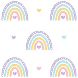 Adesivo de Parede Infantil Menina Arco-Íris Tons Pastéis