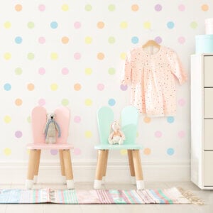 Adesivo de Parede Bolinhas Coloridas Menina Aquarela 80un