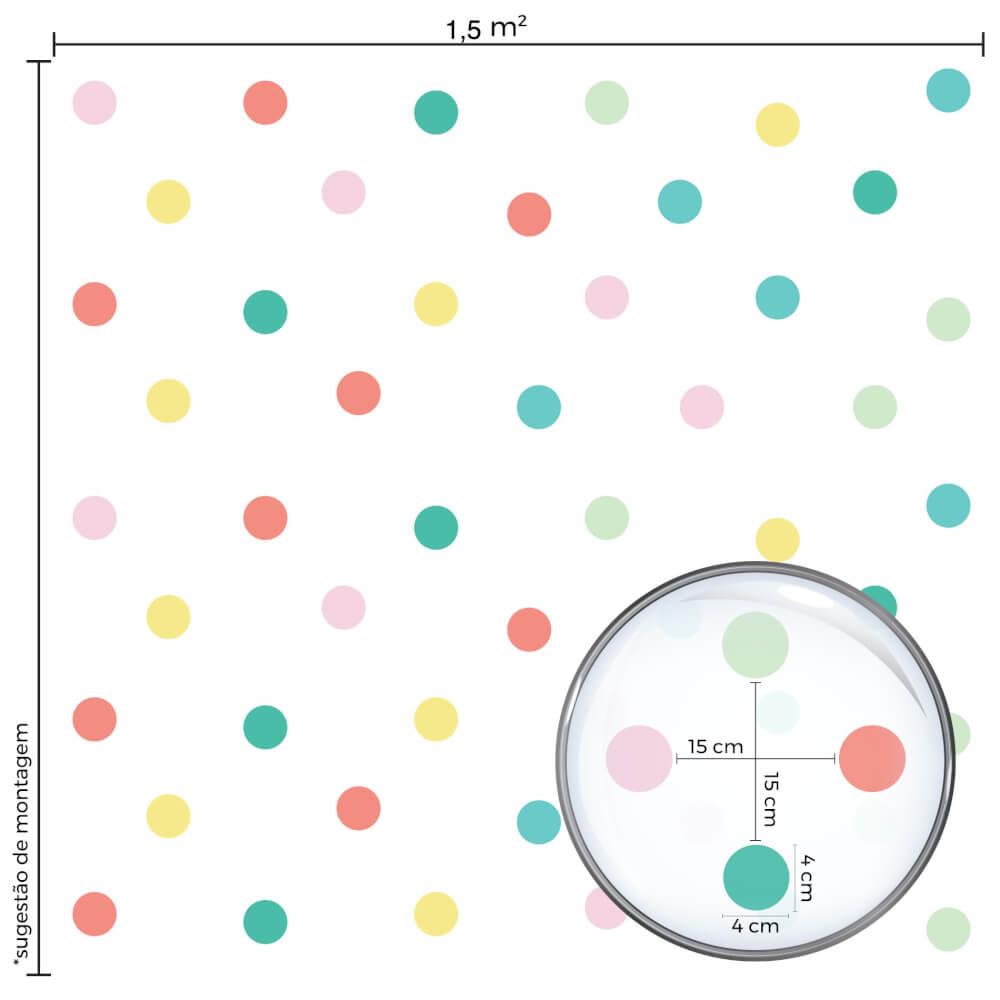 Adesivo de Parede Bolinhas Coloridas Menina Pastéis 80un - Imagem 3
