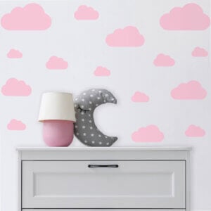 Adesivo de Parede Nuvens Rosa Menina Quarto Infantil