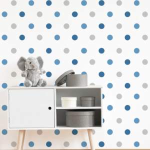 Adesivo de Parede Bolinhas Menino Infantil Azul e Cinza 80un