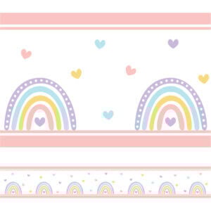 Faixa de Parede Menina Infantil Arco-Íris Pastéis 3mx15cm