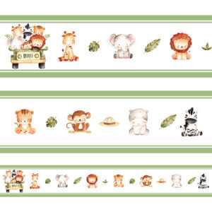 Faixa de Parede Safari Animais Infantil Quarto Bebê 3mx15cm