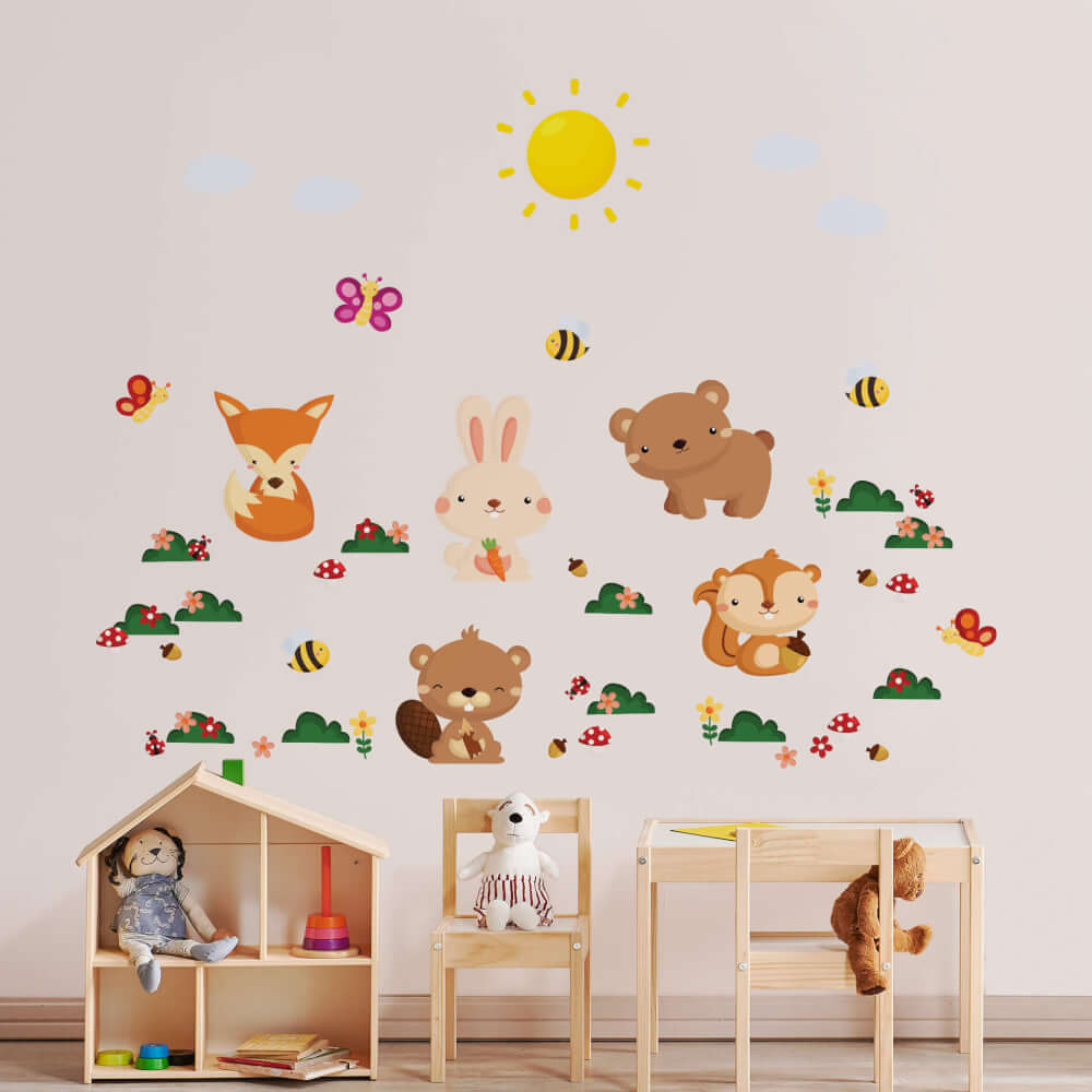 Adesivo de Parede Infantil Animais Floresta Bebê Quarto