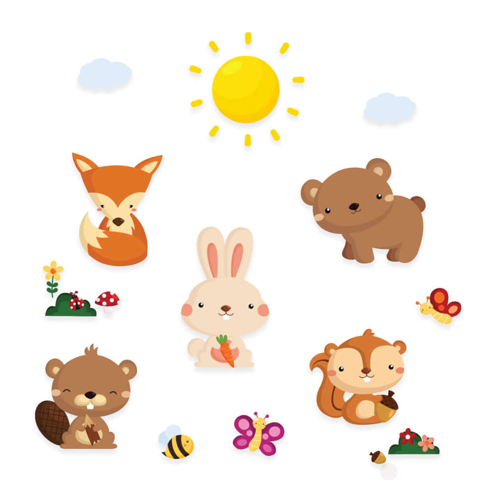 Adesivo de Parede Infantil Animais Floresta Bebê Quarto - Imagem 2