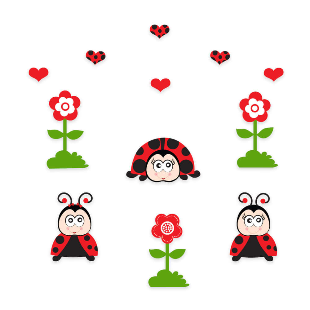 Adesivo de Parede Infantil Jardim Joaninha Menina Bebê Quarto - Imagem 3