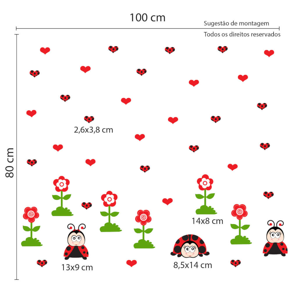 Adesivo de Parede Infantil Jardim Joaninha Menina Bebê Quarto - Imagem 2