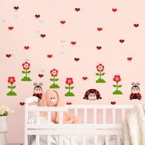 Adesivo de Parede Infantil Jardim Joaninha Menina Bebê Quarto