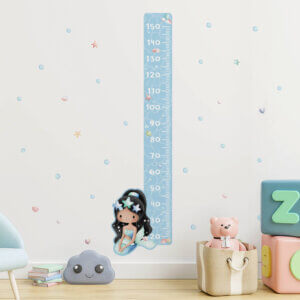 Adesivo de Parede Menina Fundo do Mar Sereia Morena Régua