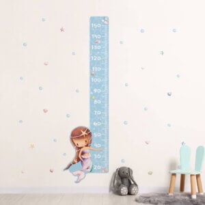 Adesivo de Parede Fundo do Mar Infantil Régua Sereia Ruiva