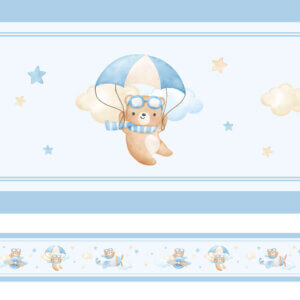 Adesivo Faixa Infantil Ursinhos Quarto de Menino 3mx15cm