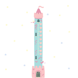 Adesivo de Princesas Régua de Crescimento Torre Tons Pasteis
