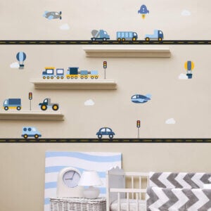 Adesivo de Parede Carrinhos E Pista