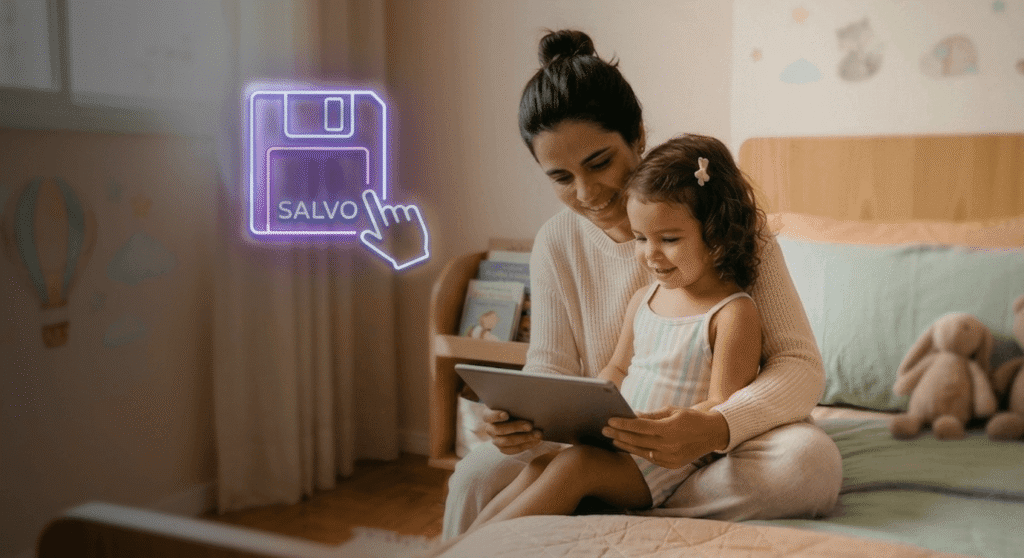 Mae e filha escolhendo decoracao