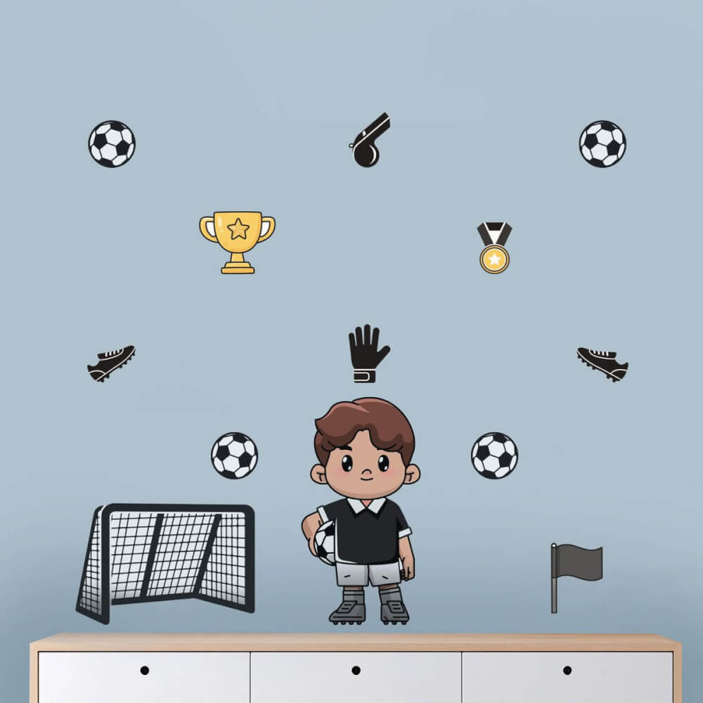 Adesivo de Parede Futebol Menino Bola Quarto Infantil