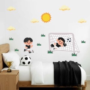Adesivo de Parede Infantil Jogador Gol Futebol