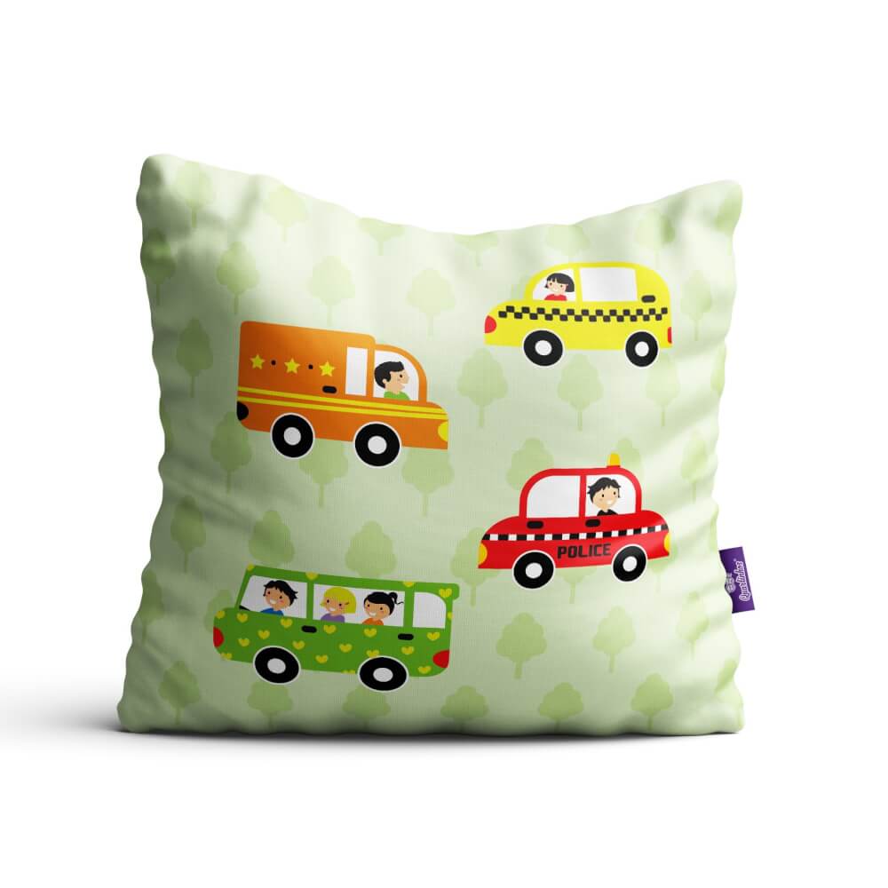 Almofada Infantil Menino Carros na Cidade Kit 4un 35x35cm - Imagem 10