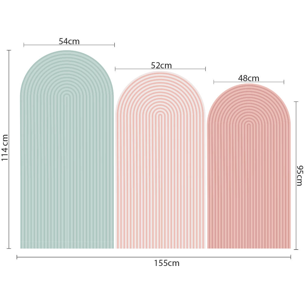 Adesivo De Parede Arco com Listras Verde e Rosa - Imagem 2