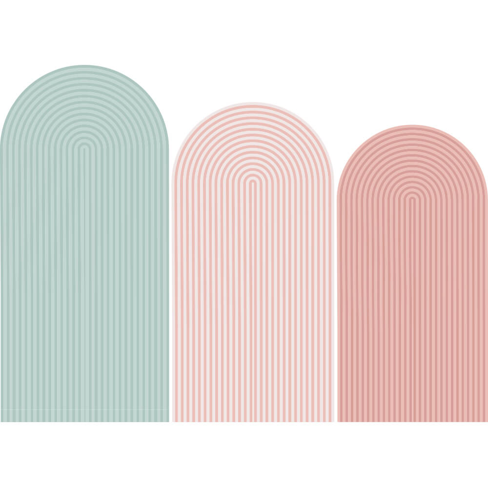 Adesivo De Parede Arco com Listras Verde e Rosa - Imagem 3